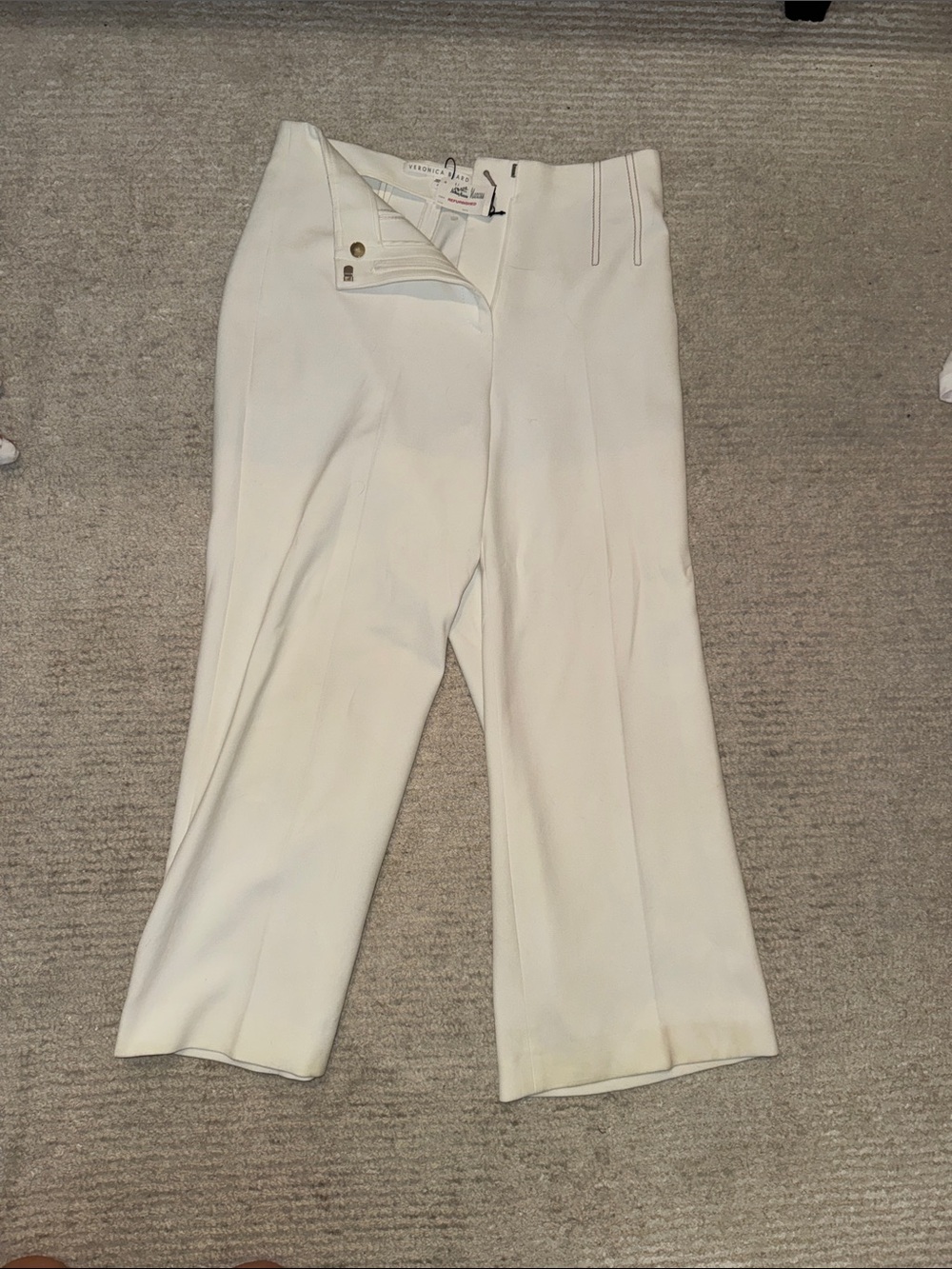 Veronica Beard Cream Wide-Leg Tailored Pants